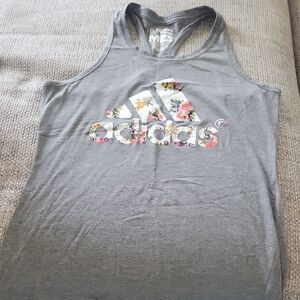 Adidas Gray Tank with Floral Logo